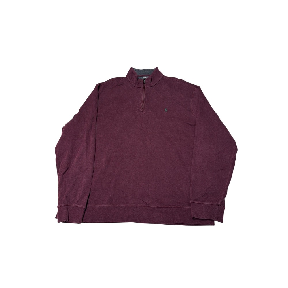 Polo Ralph Lauren Men XL Burgundy Heather Solf Quarter Zip Pullover Sweater Pony